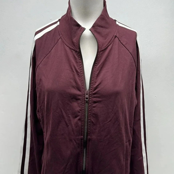 Athleta Circa Track Jacket Lightweight Full Zip Up Striped Red White Size Large - Picture 3 of 12